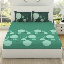 Spaces Geometric Green 144 TC Cotton King Bed Sheet with 2 Pillow Covers-image-88
