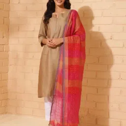 Fabindia Pink Viscose Blend Woven Dupatta-image-99