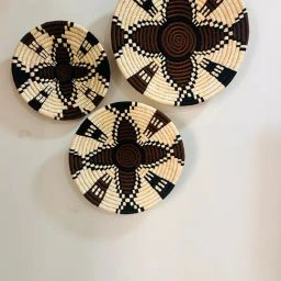 Swadeh Brown Fiber Abstract Onyx Blossom Wall Art - Set of 3-picture-26