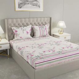 Raymond Home Shubham Purple 120 TC Cotton King Bedsheet with 2 Pillow Covers-image-87