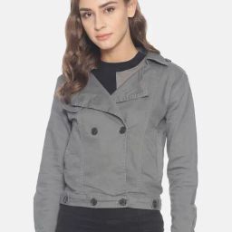 Campus Sutra Grey Jacket-image-1