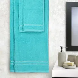 CORE Designed By Spaces Seasons Best Turquoise Cotton 380 GSM Bath Linen Set-image-5