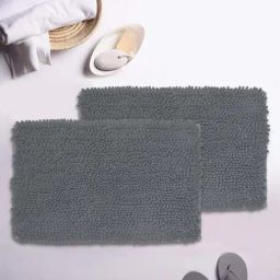 BIANCA Super-Soft Shaggy Floor Rug With Non-Slip Back -2pc Large (yakuza) solid-grey-6