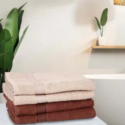 LORENA 100% Cotton Super-Soft Terry Towels -4pc Bath Towel (d`ross) solid-taupe/brown-7