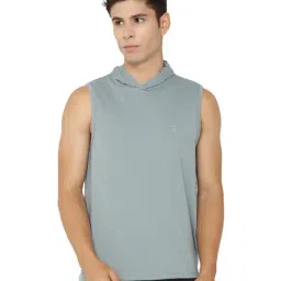 Chkokko Grey Cotton Regular Fit Hooded T-Shirt-image-73