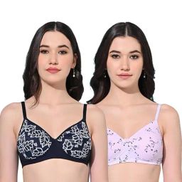 FIMS Navy & Lilac Printed Bras - Pack Of 2-42