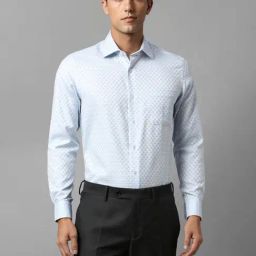 Louis Philippe Permapress Cloud Blue Cotton Regular Fit Self Pattern Shirt-image-73