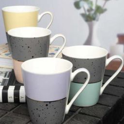 White Gold Multicolor Porcelain Mug - Set of 6-6