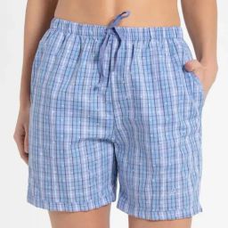 Jockey Blue Checks Night Shorts-image-114