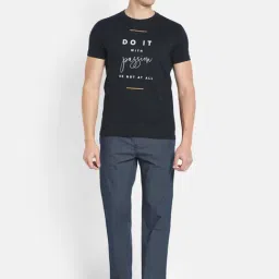 Octave Navy Printed Regular Fit T-Shirt & Trackpants Set-image-45