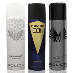 Police Contemporary + Icon + Titanium Wings Deodorant Spray for Men Combo Set-65