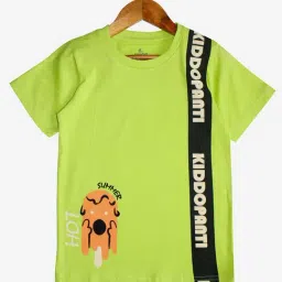 Kiddopanti Boys Lime Green Printed T-Shirt-picture-13