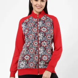 Sweet Dreams Red Mock Collar Front-Open Sweatshirt-picture-20