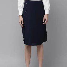 Rare Navy A-Line Midi Skirt-picture-7