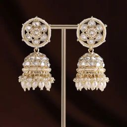 Priyaasi Exquisite Fusion Kundan and Pearl Jhumki Earrings-11