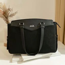 Zouk Jet Black Jute Solid Tote Handbag-image-25