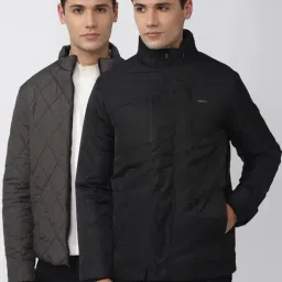 Van Heusen Black Regular Fit Reversible Jacket-14