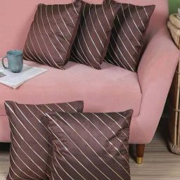 MFD HOME Furnishing Brown & Golden Polyester Cushion Cover - Set of 5-image-20