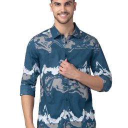 Being Human Slim Fit Mens Normal Polo Neck Shirts -Ocean Blue-image-12