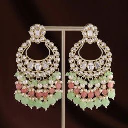 Priyaasi Kundan with Beads Chand Bali Earrings-33