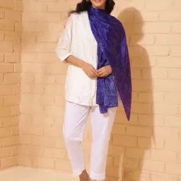 Fabindia Purple Viscose Blend Printed Stole-picture-18