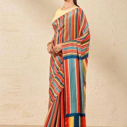 Taneira Multicolored Printed Saree With Unstitched Blouse image 3