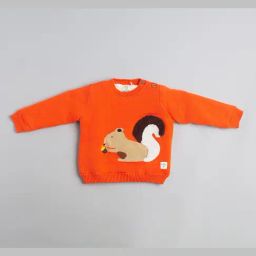 Ed-A-Mamma Unisex Orange Cotton Printed Sweater Set-image-30