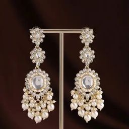Priyaasi Pearl and Kundan Dangler Earrings-14