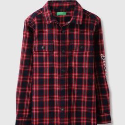 United Colors of Benetton Boys Red Cotton Blend Checkered Shirt-picture-29