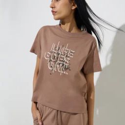 Studiofit by Westside Brown Text Design Cotton T-Shirt-picture-35
