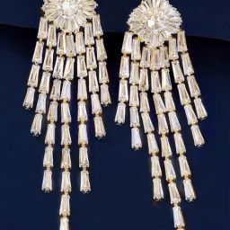 Peora Cubic Zirconia Studded Western Fancy Drop Dangler Earrings-picture-18