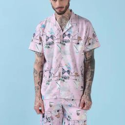 Showoff Pink Relaxed Fit Printed Co-Ord Set-image-65