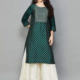 Melange by Lifestyle Green Embroidered Straight Kurta-picture-41