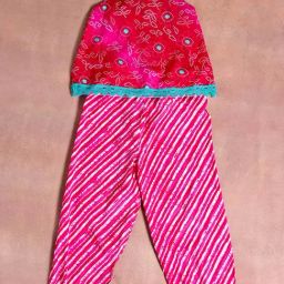 Libas Kids Pink Pure Cotton Regular Fit Floral Co-Ords Set-image-2