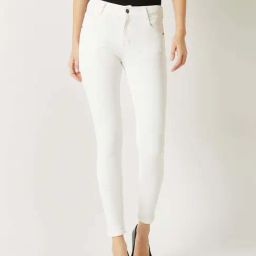 Miss Chase White Skinny Mid Rise Clean Look Bleached Regular Length Stretchable Denim Jeans-image-22