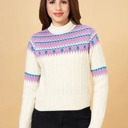 People by Pantaloons Off-White Jacquard Pattern Sweater-11
