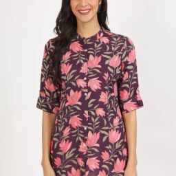 Divena Purple Floral Print Tunic-image-53