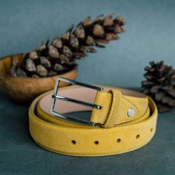 James Aston Valentino Suede Sulphur Leather Solid Waist Belt-41