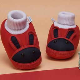 NESKA MODA Kids-Unisex Red Cotton Booties-picture-23