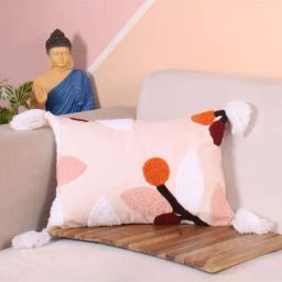 STITCHNEST Multicolor Polycotton Hand Crafted Embroidered Bohemian Leaf Branch Cushion Cover-image-42