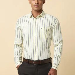 Allen Solly Yellow Cotton Slim Fit Striped Shirt-image-88
