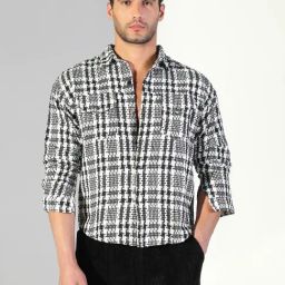 Showoff Black Cotton Regular Fit Printed Shacket-picture-11