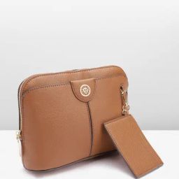 Anne Klein Brown Solid Sling Handbag with Card Case-picture-15