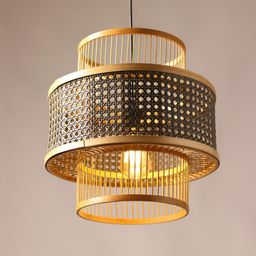HABERE INDIA Brown & Gold-Toned Textured Ceiling Lamp-18