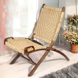 Ikiriya NatWest Beige Sheesham Wood Vintage Relaxing Lounge Chair-25