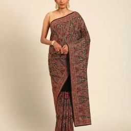 Mohey Black Embroidered Saree with Blouse Piece-picture-46