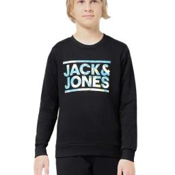 Jack & Jones Junior Jet Black Printed Full Sleeves Sweatshirt-image-87