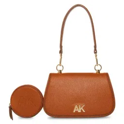 Anne Klein Brown Solid Shoulder Handbag with Pouch-image-89