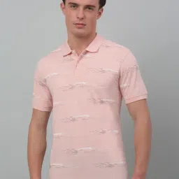 Cantabil Pink Regular Fit Printed Polo T-Shirt-picture-27