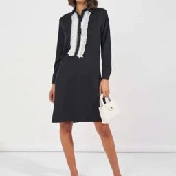 Styli Black Plain A-Line Dress-image-38